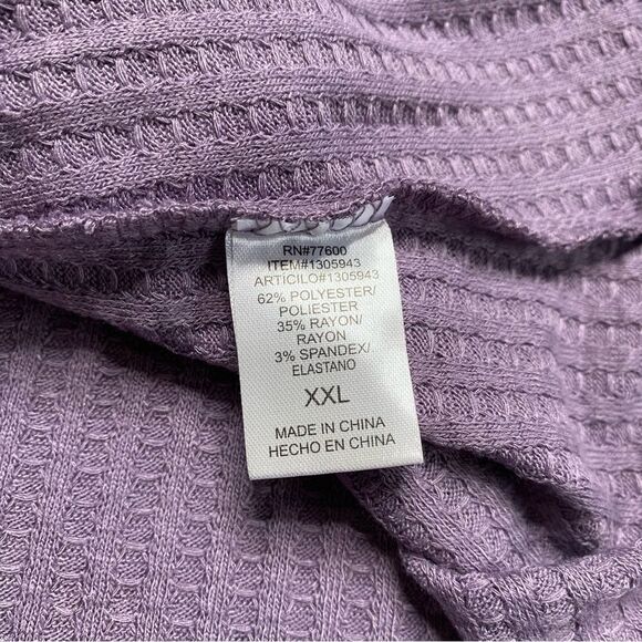 Chaser Waffle Knit Long Sleeve Thermal Top Shirt Lavender Purple Sz XXL NWT - Picture 10 of 14
